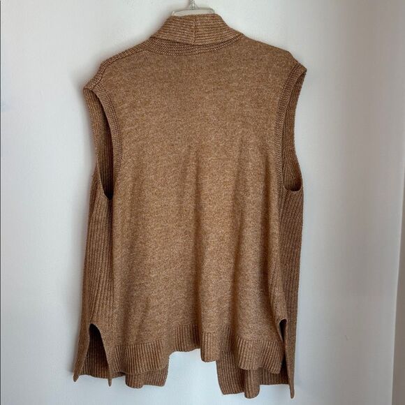 Ann Taylor Knit long Camel Knit Womens vest size XL brown layering fall sweater - Picture 9 of 9